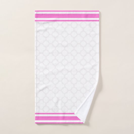 Roos Roze Quatrefoil keukenset Bad Handdoek (Handdoek)