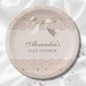 Roos Roze Regency Parel Satijn Bow Baby shower Papieren Bordje