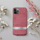 Roos roze retiel digitaal leder Silver Metal Case-Mate iPhone Case