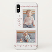Roos Roze Rhinestone Naam Foto Case-Mate iPhone Case (Achterkant)