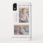 Roos Roze Rhinestone Naam Foto Case-Mate iPhone Case (Achterkant)
