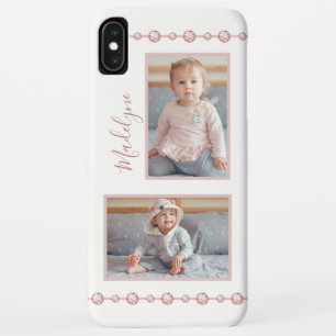 Roos Roze Rhinestone Naam Foto Case-Mate iPhone Case