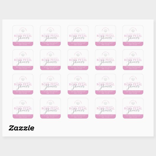 Roos roze riet diffuser product vierkante sticker (Vel)