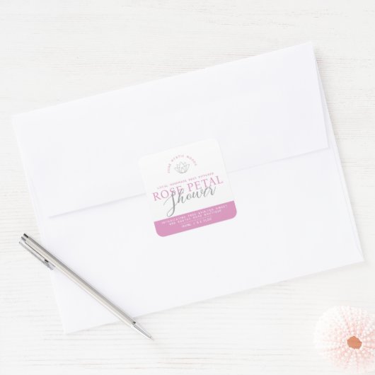Roos roze riet diffuser product vierkante sticker (Envelop)