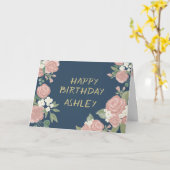 Roos roze Romantische botanische olifantenauto Kaart (Gele Bloem)