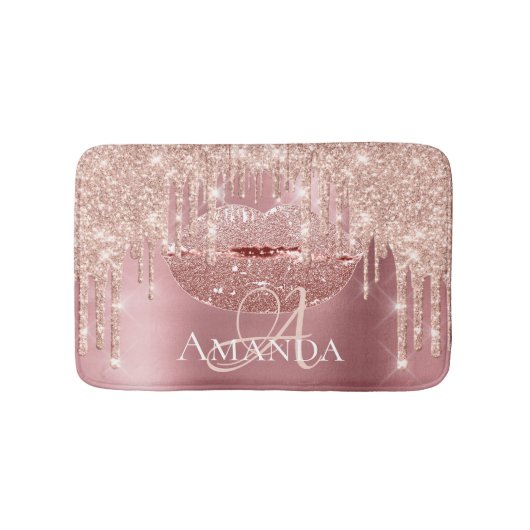 Roos Roze Royal Glitter Name Monogram Makeup Badmat (Voorkant)