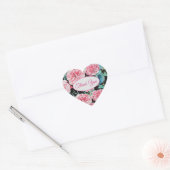 Roos Roze Rozen Bloemen Dank je Patroon Hart Sticker (Envelop)