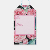 Roos roze rozen bloemen Volg je vreugdepatroon Cadeaulabel (Achterkant)