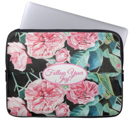 Roos roze rozen bloemen Volg je vreugdepatroon Laptop Sleeve