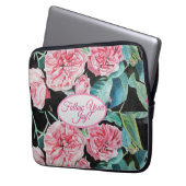 Roos roze rozen bloemen Volg je vreugdepatroon Laptop Sleeve (Voorkant Links)