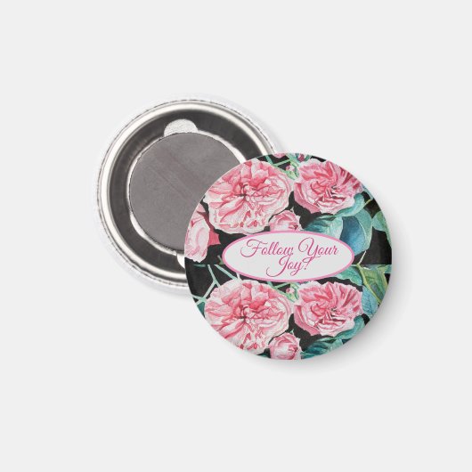 Roos roze rozen bloemen Volg je vreugdepatroon Magneet (Voorkant / Achterkant)