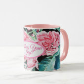 Roos roze rozen bloemen Volg je vreugdepatroon Mok (Voorkant rechts)