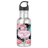 Roos roze rozen bloemen Volg je vreugdepatroon Waterfles (Voorkant)