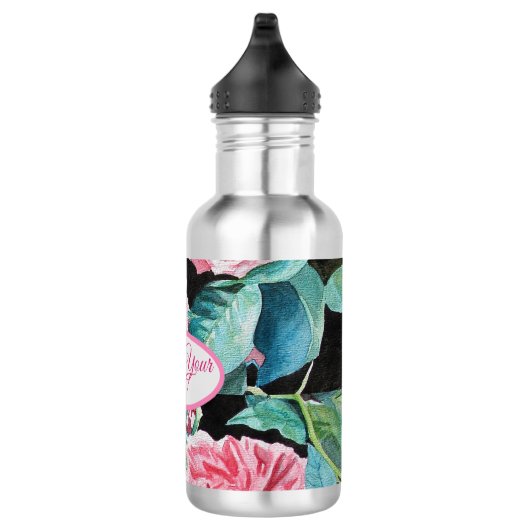 Roos roze rozen bloemen Volg je vreugdepatroon Waterfles (Rechts)