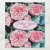 Roos roze rozen bloemen Volg je vreugdepatroon Wijn Etiket (Enkel label)