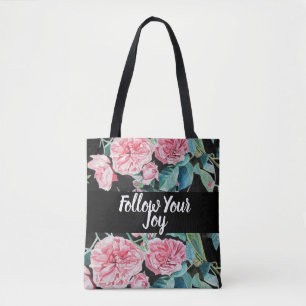 Roos roze rozen bloemen volgen je grap tote bag