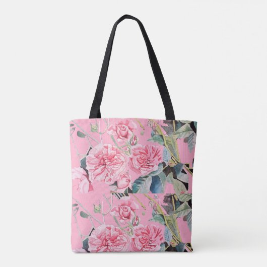 Roos roze rozen floral Volg uw vreugdepatroon Tote Bag (Achterkant)
