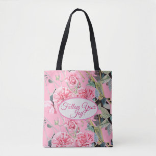 Roos roze rozen floreel Volg je vreugdepatroon Tote Bag