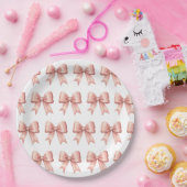 Roos Roze Satin Bow Pattern Papieren Bordje (Feest)