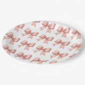 Roos Roze Satin Bow Pattern Papieren Bordje (Gekanteld)