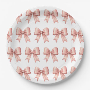 Roos Roze Satin Bow Pattern Papieren Bordje
