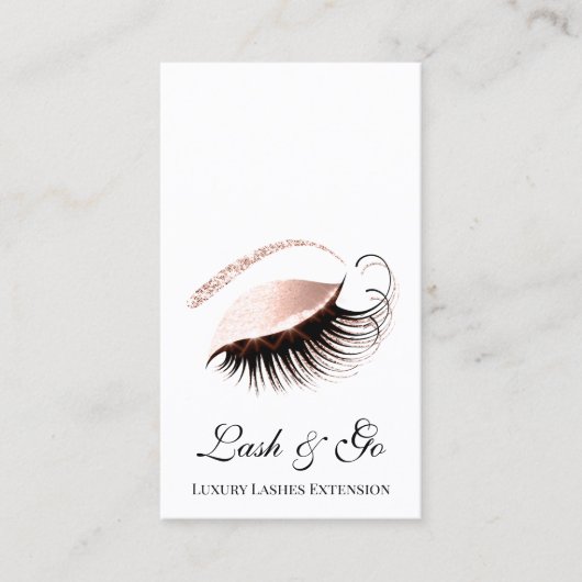 Roos Roze schuine lash Extension White Blush Visitekaartje (Voorkant)
