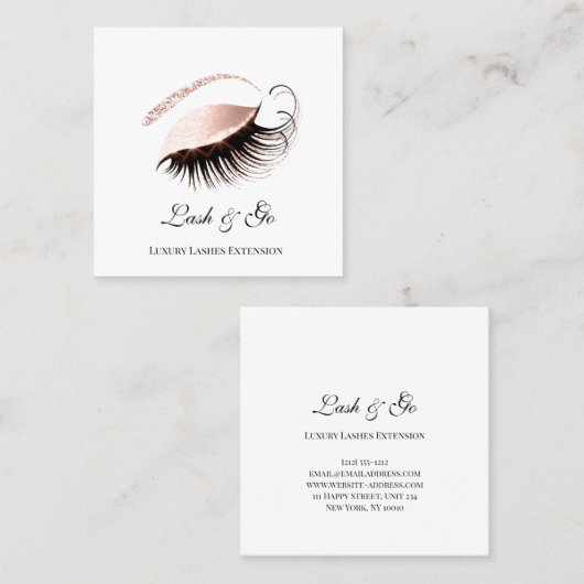 Roos roze schuine strepen breidt wit uit vierkante visitekaartje (Voorkant / Achterkant)