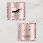 Roos roze schuine strepen extensie omhuld vierkante visitekaartje (Voorkant / Achterkant)