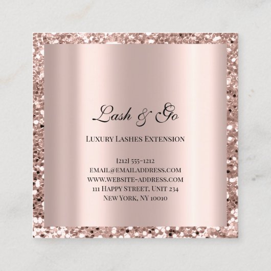 Roos roze schuine strepen extensie omhuld vierkante visitekaartje (Achterkant)