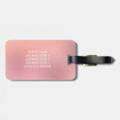 Roos Roze Shimmer Glitter Sparkle Monogramed Bagagelabel (Achterkant horizontaal)