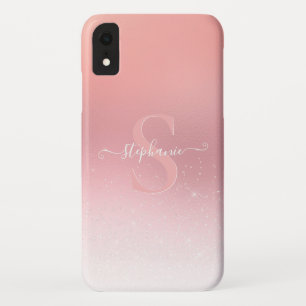 Roos Roze Shimmer Glitter Sparkle Monogramed Case-Mate iPhone Case