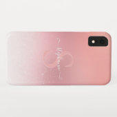 Roos Roze Shimmer Glitter Sparkle Monogramed Case-Mate iPhone Case (Achterkant (horizontaal))