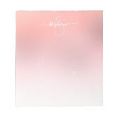 Roos Roze Shimmer Glitter Sparkle Monogramed Notitieblok (Voorkant)