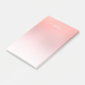 Roos Roze Shimmer Glitter Sparkle Monogramed Post-it® Notes (Schuin)