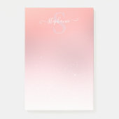 Roos Roze Shimmer Glitter Sparkle Monogramed Post-it® Notes (Voorkant)