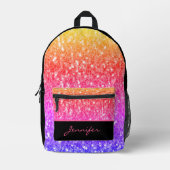 Roos roze sinaasappel faux sparkles zwart Aangepas Bedrukte Rugzak (Voorkant)
