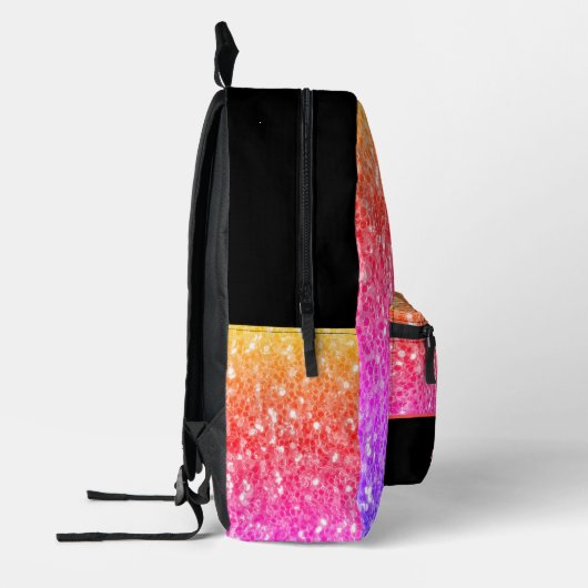 Roos roze sinaasappel paarse sparkles zwart Aangep Bedrukte Rugzak (Links)