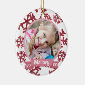 Roos Roze Snowflakes Persoonlijke keepnaam Keramisch Ornament (Rechts)