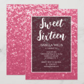 Roos roze sparkles Sweet 16 elegant script Kaart (Voorkant / Achterkant)