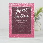 Roos roze sparkles Sweet 16 elegant script Kaart (Staand voorkant)