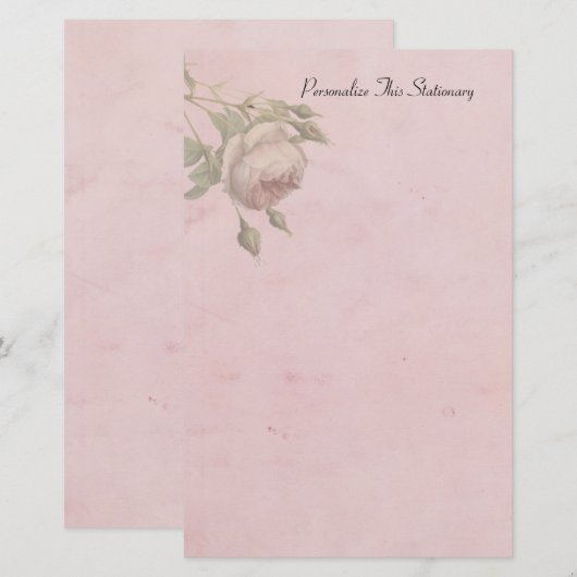  Roos Roze, speciaal gepersonaliseerde schrijfbeno Briefpapier (Voorkant / Achterkant)