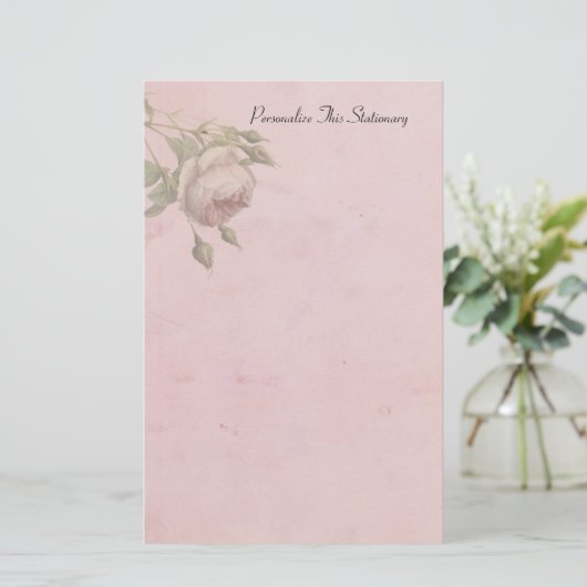  Roos Roze, speciaal gepersonaliseerde schrijfbeno Briefpapier (Staand voorkant)