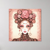 ROOS ROZE STEAMPUNK FUTURE FANTASY PORTRET VROUW CANVAS AFDRUK (Voorkant)