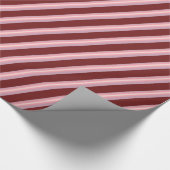 Roos roze strepen op maroon, schoon ontwerp cadeaupapier (Hoek)