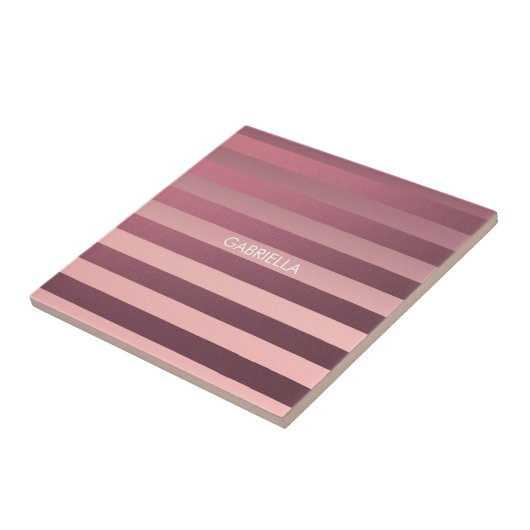 Roos roze strepen tegeltje (Zijkant)