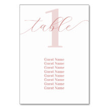 Roos Roze Tafelnummer Bruiloft Zittingkaart