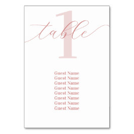 Roos Roze Tafelnummer Bruiloft Zittingkaart