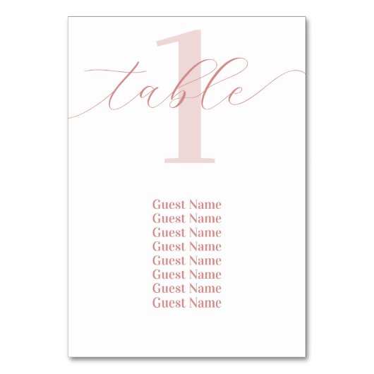 Roos Roze Tafelnummer Bruiloft Zittingkaart (Achterkant)