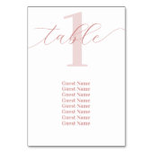 Roos Roze Tafelnummer Bruiloft Zittingkaart (Voorkant)