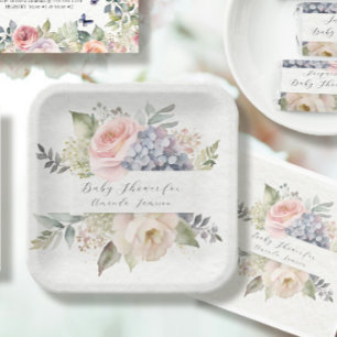 Roos Roze Tuin Sweet Butterfly Baby Girl Shower Papieren Bordje